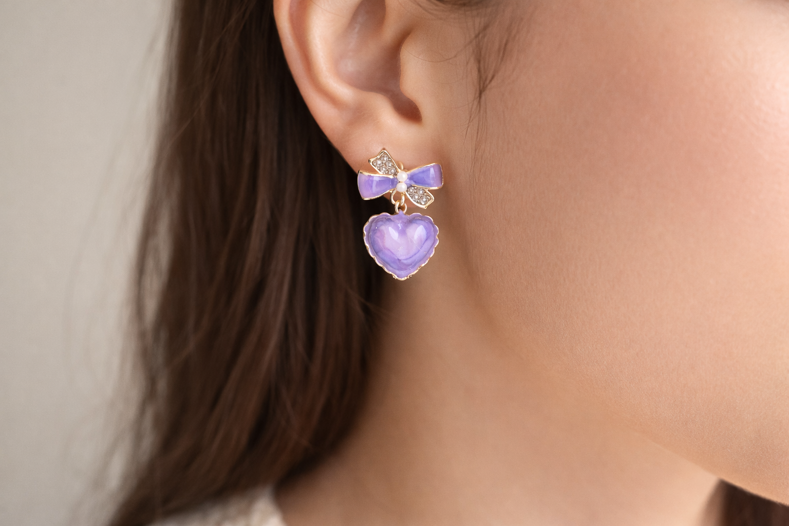Heart ribbon Earrings